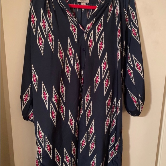 Tucker Navy & Crimson Ikat Shirtdress - Picture 2 of 5